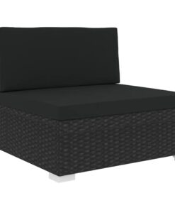 vidaXL Sectional Middle Seat 1 pc with Cushions Poly Rattan Black