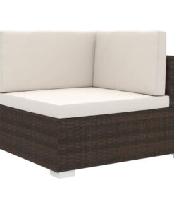 vidaXL Sectional Corner Chair 1 pc with Cushions Poly Rattan Brown