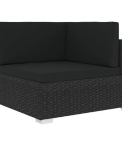 vidaXL Sectional Corner Chair 1 pc with Cushions Poly Rattan Black