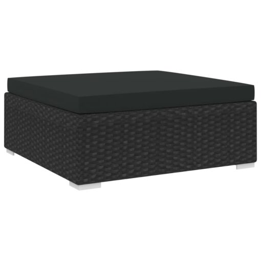 vidaXL Sectional Footrest 1 pc with Cushion Poly Rattan Black