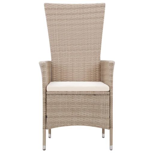 7 Piece Outdoor Dining Set with Cushions Poly Rattan Beige - Image 2