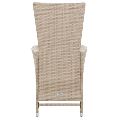 7 Piece Outdoor Dining Set with Cushions Poly Rattan Beige - Image 3