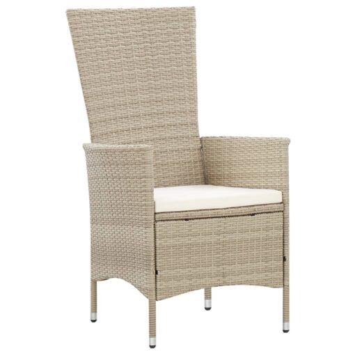 9 Piece Outdoor Dining Set with Cushions Poly Rattan Beige - Image 3
