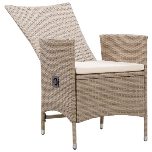vidaXL Outdoor Chairs 2 pcs with Cushions Poly Rattan Beige - Image 3
