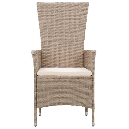 vidaXL Outdoor Chairs 2 pcs with Cushions Poly Rattan Beige - Image 4
