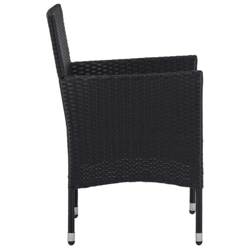 vidaXL Garden Dining Chairs 2pcs Poly Rattan Black - Image 3