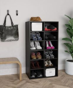 vidaXL Shoe Rack Black 54x34x100.5 cm Engineered Wood