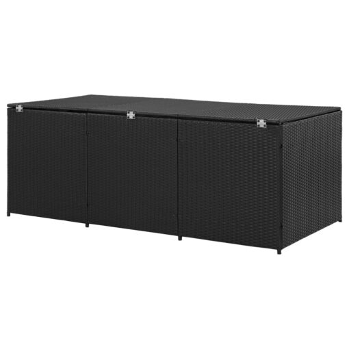 vidaXL Garden Storage Box Poly Rattan 180x90x70 cm Black - Image 4