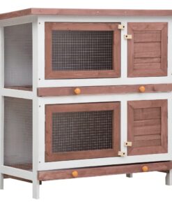 vidaXL Outdoor Rabbit Hutch 4 Doors Brown Wood