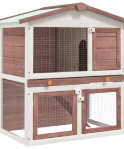 vidaXL Outdoor Rabbit Hutch 3 Doors Brown Wood