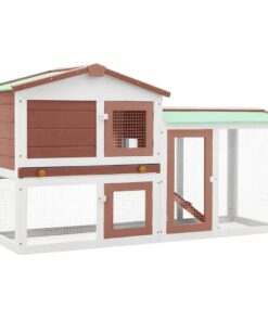 vidaXL Outdoor Large Rabbit Hutch Brown and White 145 x 45 x 84 Wood