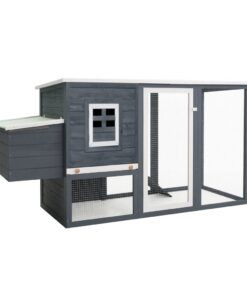 vidaXL Outdoor Chicken Cage Hen House with 1 Egg Cage Grey Wood