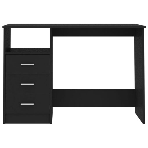 vidaXL Desk with Drawers Black 110x50x76 cm Engineered Wood - Image 2