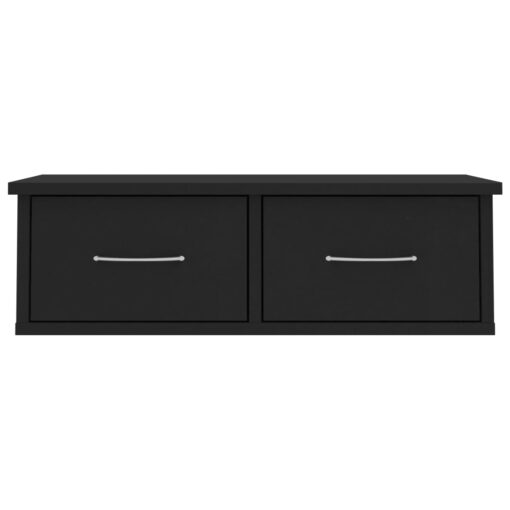 vidaXL Wall-mounted Drawer Shelf Black 60x26x18.5 cm Engineered Wood - Image 2