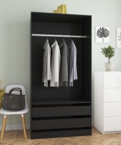 vidaXL Wardrobe Black 100x50x200 cm Engineered Wood