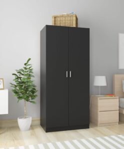 vidaXL Wardrobe Black 80x52x180 cm Engineered Wood