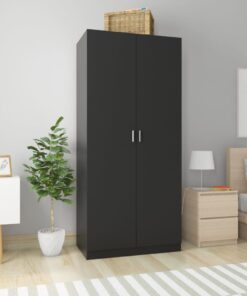 vidaXL Wardrobe Black 90x52x200 cm Engineered Wood