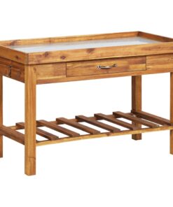 vidaXL Garden Work Bench with Zinc Top Solid Acacia Wood