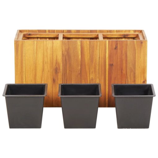 vidaXL Garden Raised Bed with 3 Pots Solid Acacia Wood - Image 2