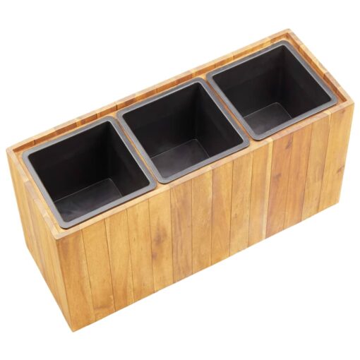 vidaXL Garden Raised Bed with 3 Pots Solid Acacia Wood - Image 3