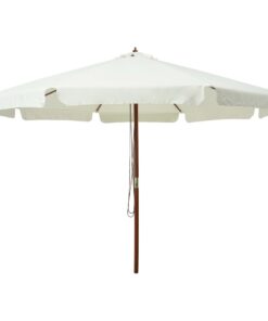 vidaXL Outdoor Parasol with Wooden Pole 330 cm Sand White