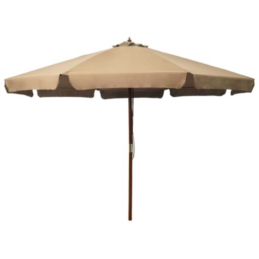 vidaXL Outdoor Parasol with Wooden Pole 330 cm Taupe