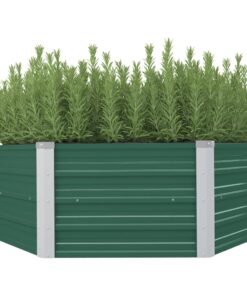 vidaXL Raised Garden Bed 129x129x46 cm Galvanised Steel Green