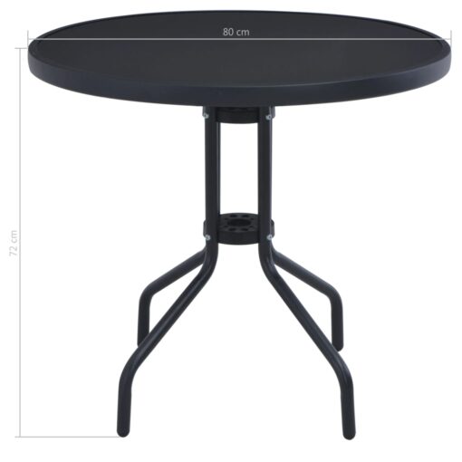 vidaXL Garden Table Black 80 cm Steel and Glass - Image 3