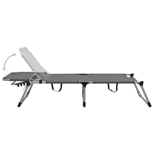 Extra High Folding Senior Sunbed Grey Aluminium - Image 2