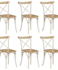 vidaXL Cross Chairs 6 pcs White Solid Mango Wood