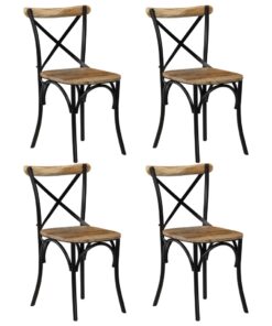 vidaXL Cross Chairs 4 pcs Black Solid Mango Wood