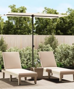 vidaXL Outdoor Parasol with Aluminium Pole 180x110 cm Sand White