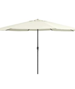 vidaXL Outdoor Parasol with Metal Pole 390 cm Sand White