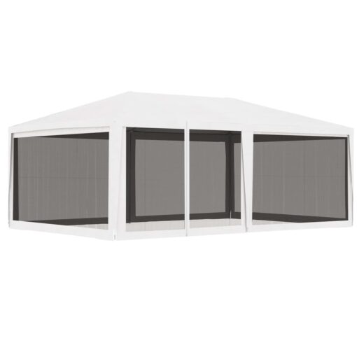vidaXL Party Tent with 4 Mesh Sidewalls 4x6 m White