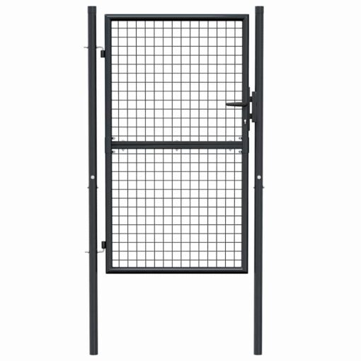 Mesh Garden Gate Galvanised Steel 100x200 cm Grey - Image 3