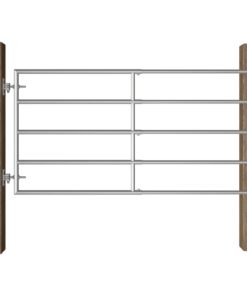 vidaXL 5 Bar Field Gate Steel (95-170)x90 cm Silver