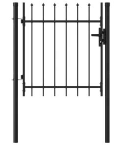 vidaXL Fence Gate Single Door with Spike Top Steel 1x1 m Black