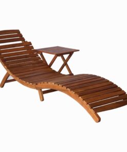 vidaXL Sunlounger with Table Solid Acacia Wood Brown