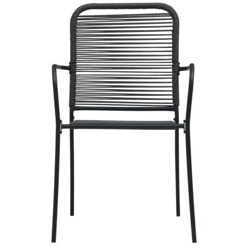 vidaXL Garden Chairs 2 pcs Cotton Rope and Steel Black - Image 2