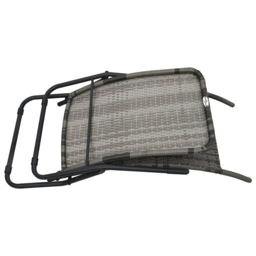 Folding Sun Lounger Poly Rattan Grey - Image 3