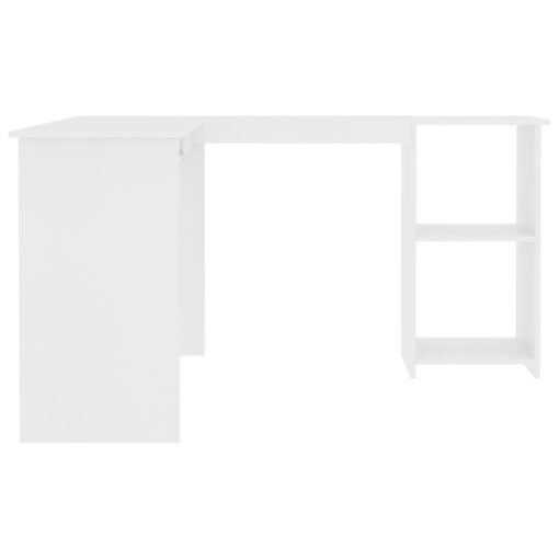 vidaXL L-Shaped Corner Desk White 120x140x75 cm Engineered Wood - Image 3