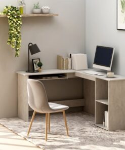 vidaXL L-Shaped Corner Desk Concrete Grey 120x140x75 cm Engineered Wood