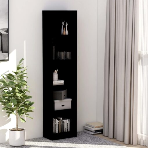 vidaXL 5-Tier Book Cabinet Black 40x24x175 cm Engineered Wood