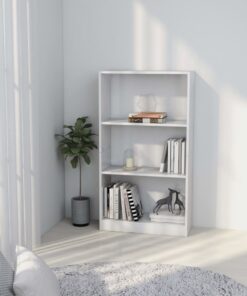 vidaXL 3-Tier Book Cabinet White 60x24x109 cm Engineered Wood