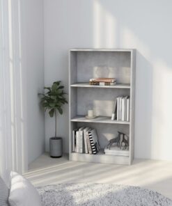 vidaXL 3-Tier Book Cabinet Concrete Grey 60x24x109 cm Engineered Wood