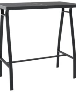 vidaXL Garden Bar Table Black 110x60x110 cm Tempered Glass