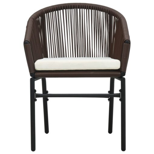 3 Piece Bistro Set with Cushions PE Rattan Brown - Image 2