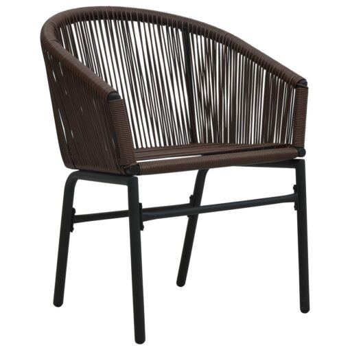 3 Piece Bistro Set with Cushions PE Rattan Brown - Image 3