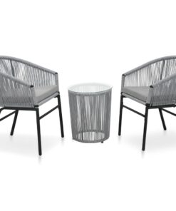 vidaXL 3 Piece Bistro Set with Cushions PE Rattan Anthracite