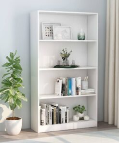 vidaXL 4-Tier Book Cabinet White 80x24x142 cm Engineered Wood